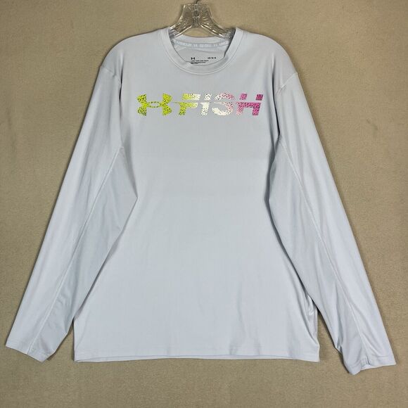Under Armour Shirt Mens Large Gray Iso-Chill Shorebreak Gradient Fishing Tee - Picture 1 of 13
